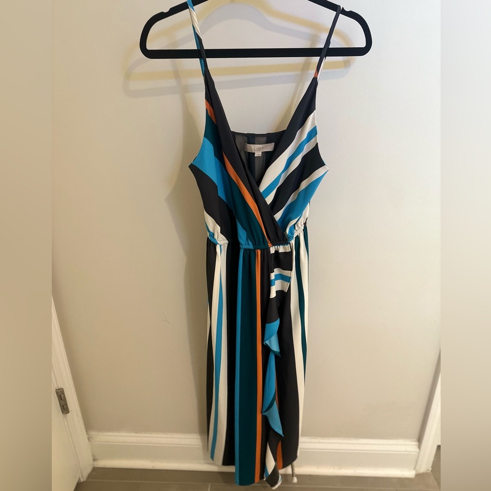 LOFT Striped Midi Dress